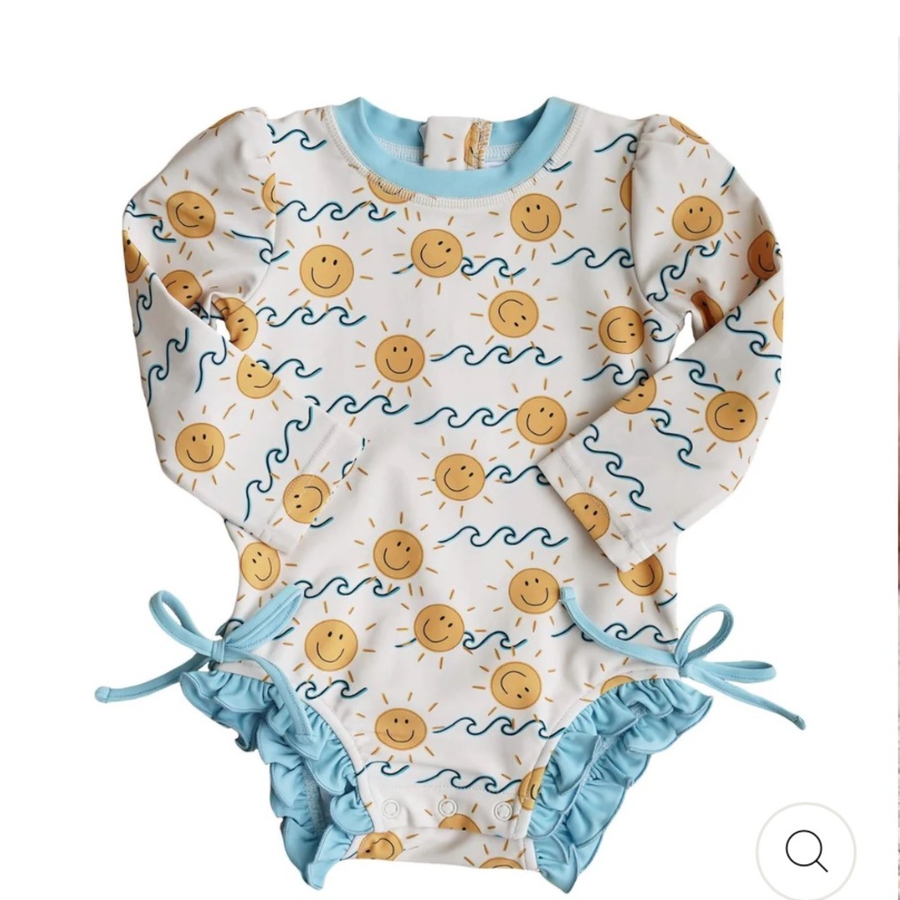 Caden Lane Suns Out Rash Guard with Ruffle Bottom
